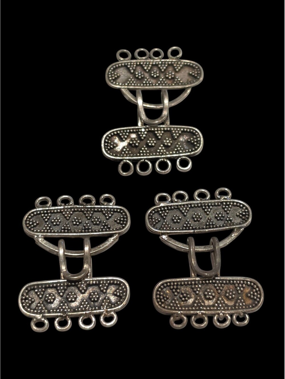 2 ea Bali STERLING SILVER Triple (3 Strand) Hook Clasps